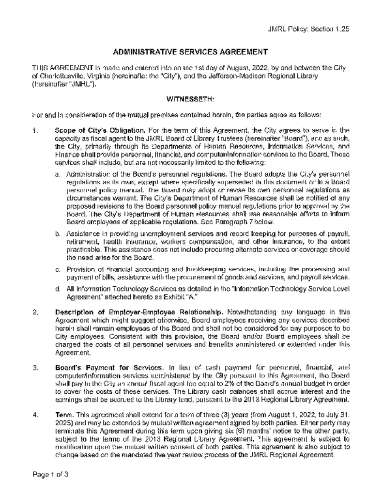 Administrative services agreement jefferson madison regional library